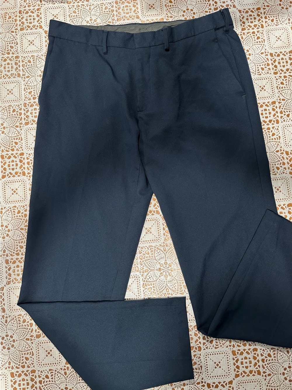 Haggar Men’s 36x32 Navy Blue Straight Fit All-Day Comfort Dress Pants